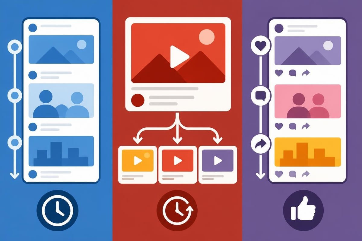 YouTube algorithm compared to social media feeds
