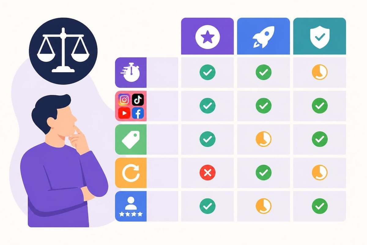 Evaluating social media service providers