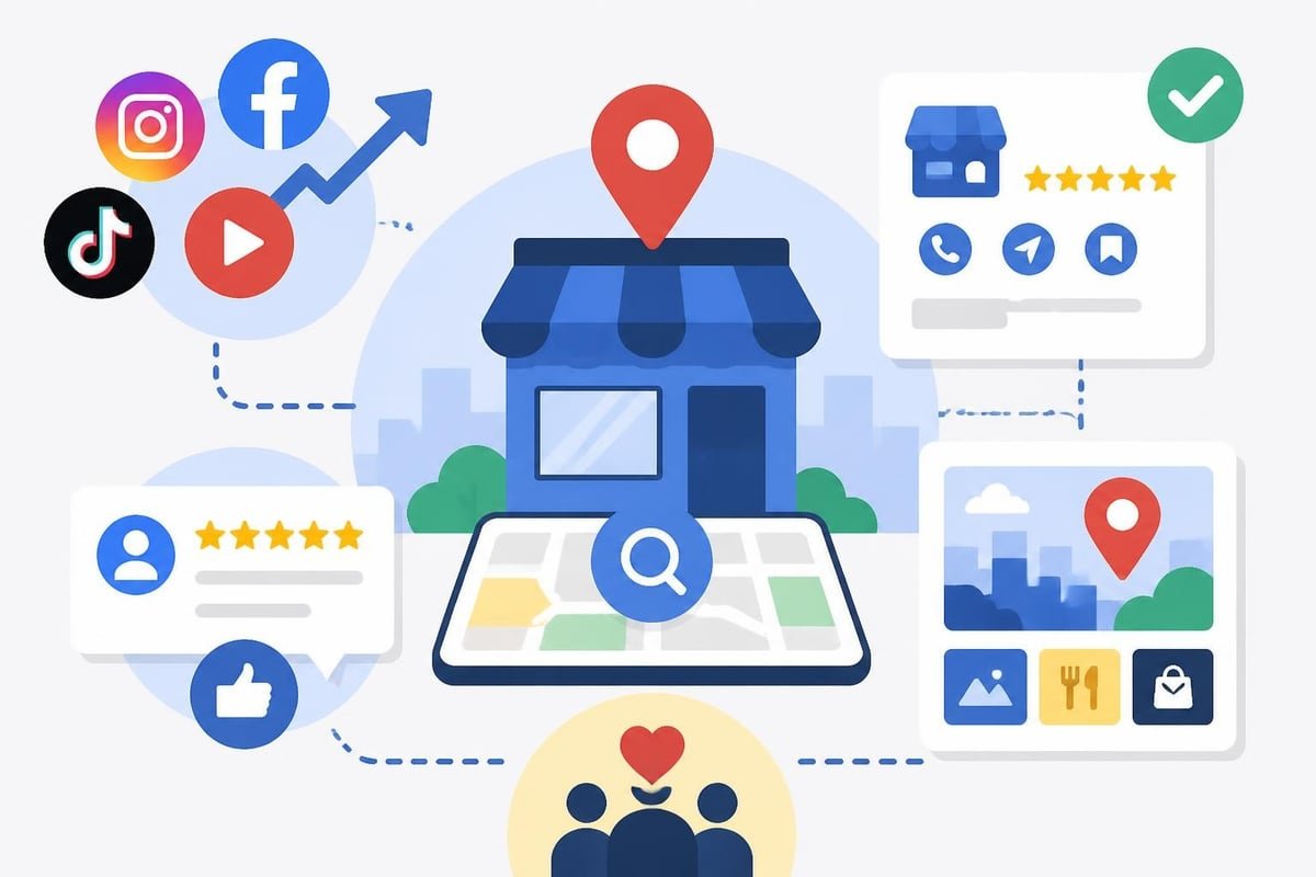 Local business social media integration